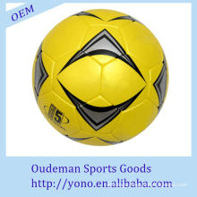 Yellow rubber bladder soccer ball size 5 weight